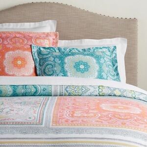 Hard to find Pottery Barn Claire Scarf Organic Queen Duvet & Euro Sham Set